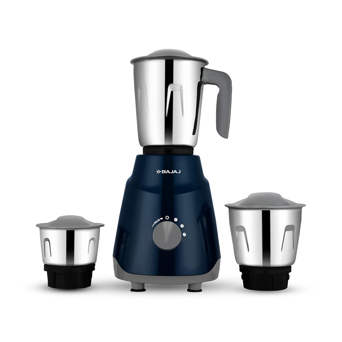 Bajaj GX1 Ninja Series 500W Mixer Grinder With 3 Jars (Stainless Steel Jars) | Superior Mixie For Kitchen | Durable Mixer Grinder | DuraCut Blades | 2 Yrs Warranty 【Blue】
