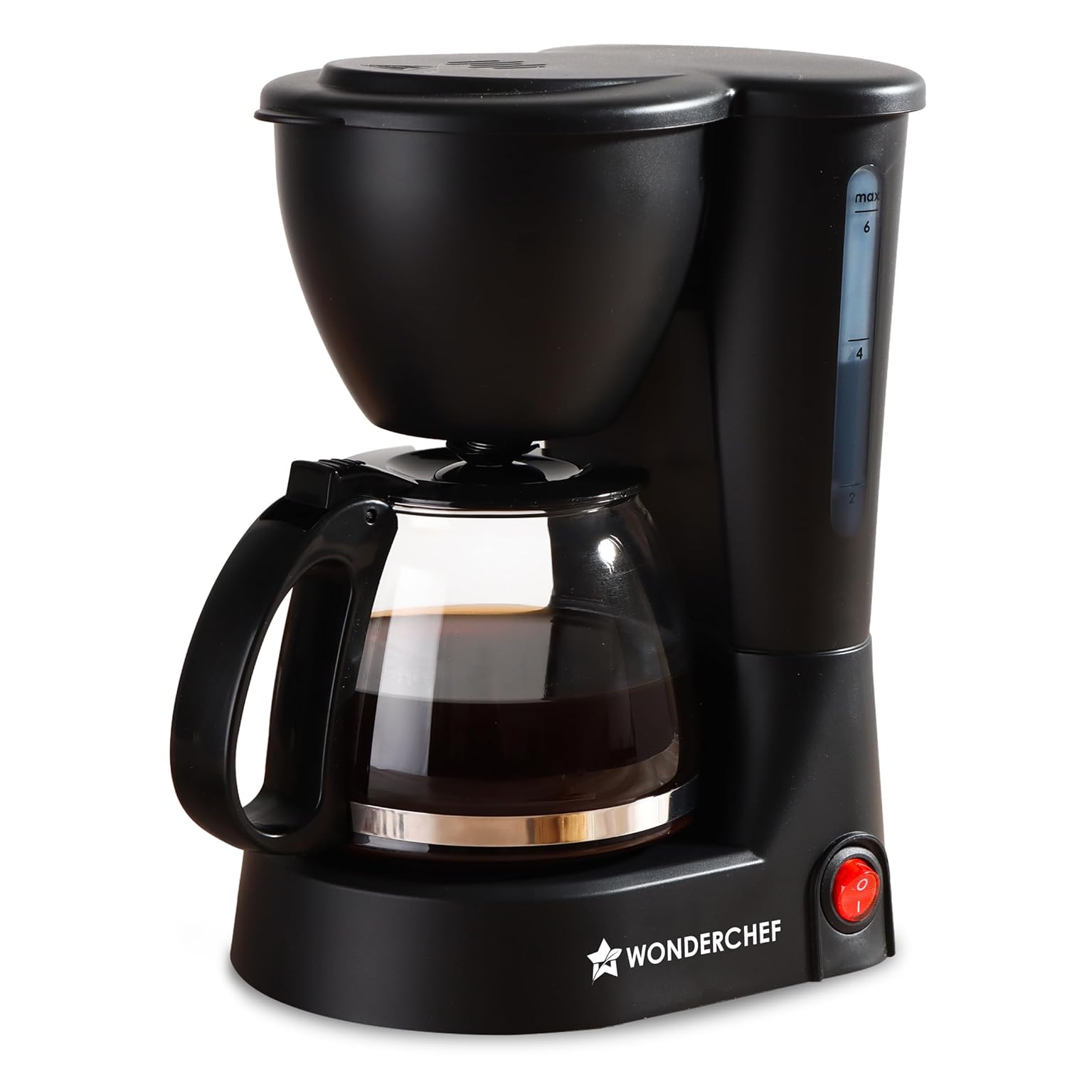 Wonderchef Swift Brew Coffee Machine for Home | 650W | Brew 6 Cups at a Time | Anti-Drip System | Keep Warm Plate | Borosilicate Glass Carafe | Compact Design | 2-Year Warranty