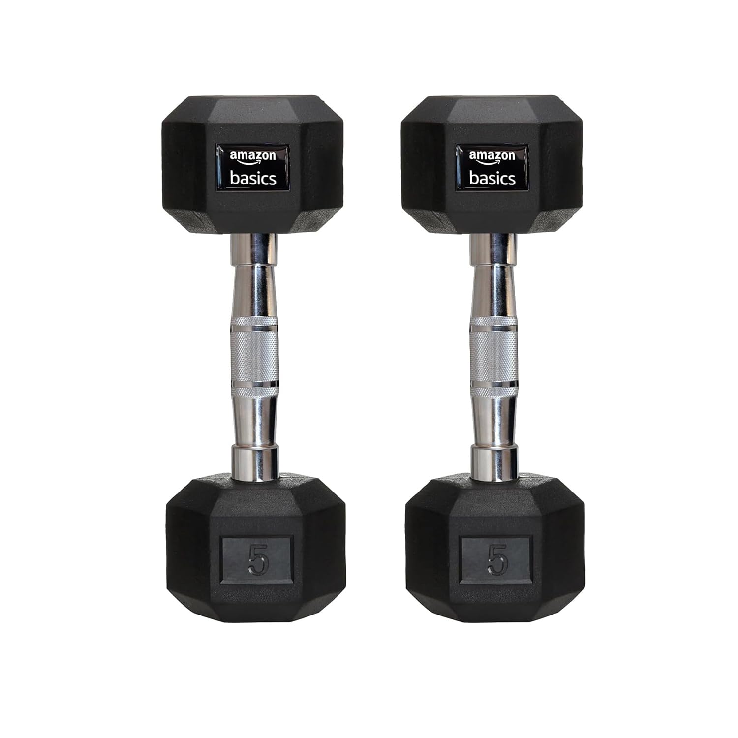 amazon basics Rubber Encased Hex Dumbbell Weight Set Of 2, 5 Kg