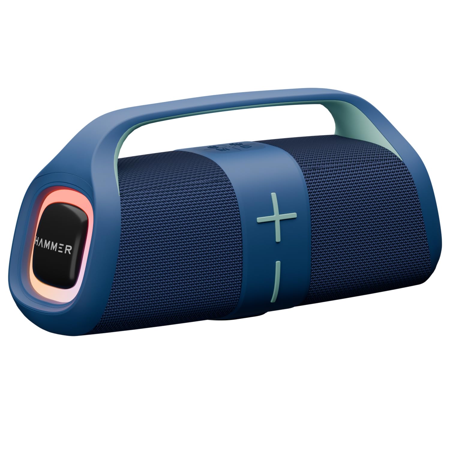 HAMMER Boom 30W Bluetooth Speaker with RGB Lights, Dual Passive Radiators, TWS Function, Type-C Charging, Multi-Connectivity , Built-in Mic, Upto 30H Playtime, Carry Handle Blue