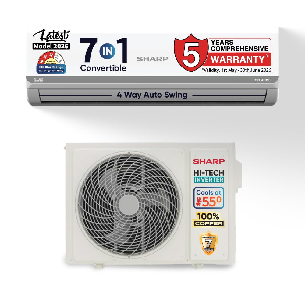 Sharp 1 Ton 3 star, New Star Rated - AH-SI12V3B-GCN