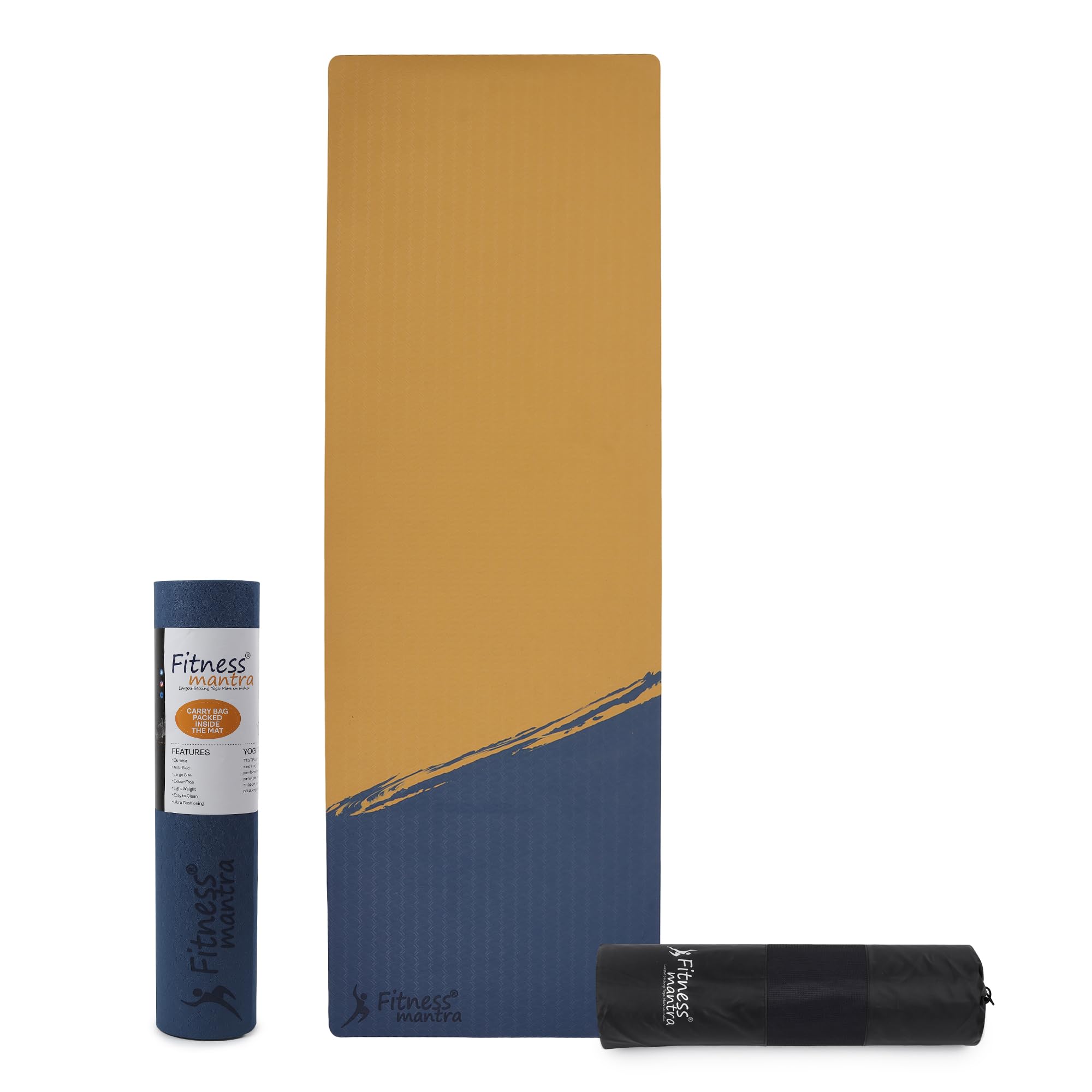 Fitness Mantra® TPE 8mm Cross Color Anti-Slip Yoga Mat wi...