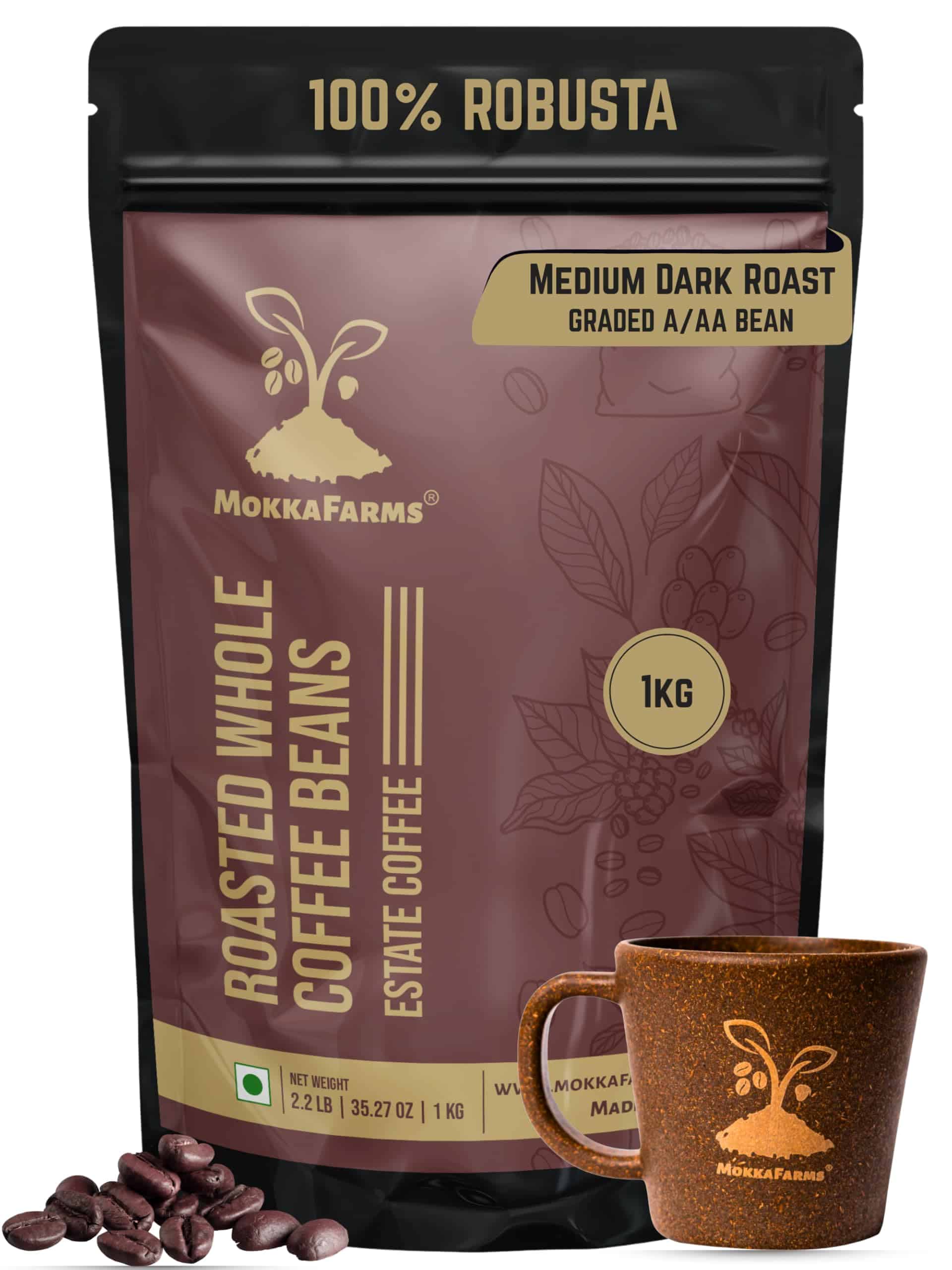 MokkaFarms Roasted Whole Coffee Beans - 1kg