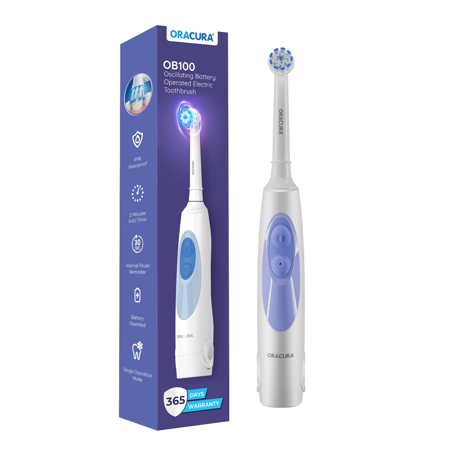 Oracura OB100 Oscillating Electric Toothbrush for Men & W...