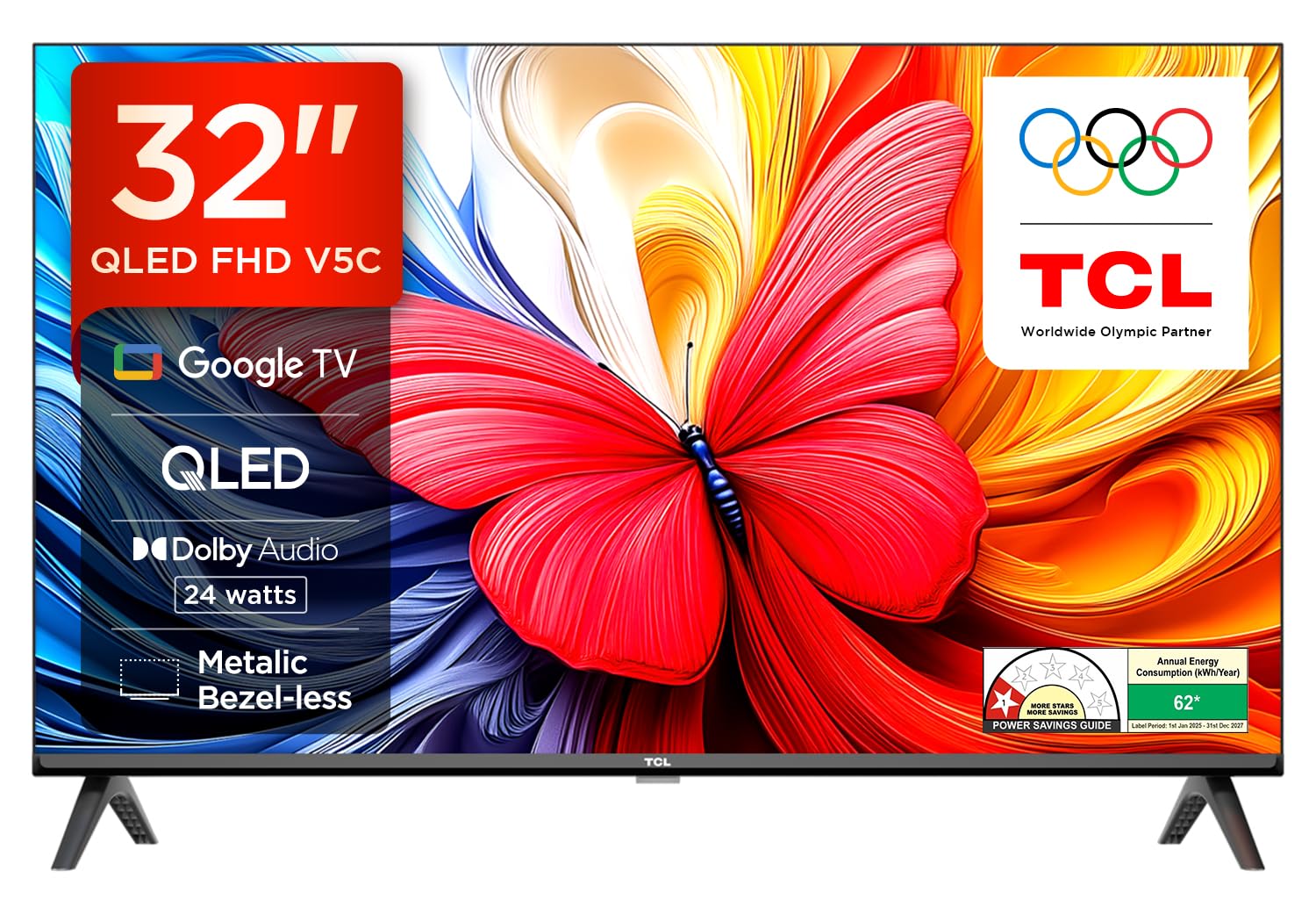 TCL 80 cms (32 inches) V5C Series Full HD Smart QLED Goog...
