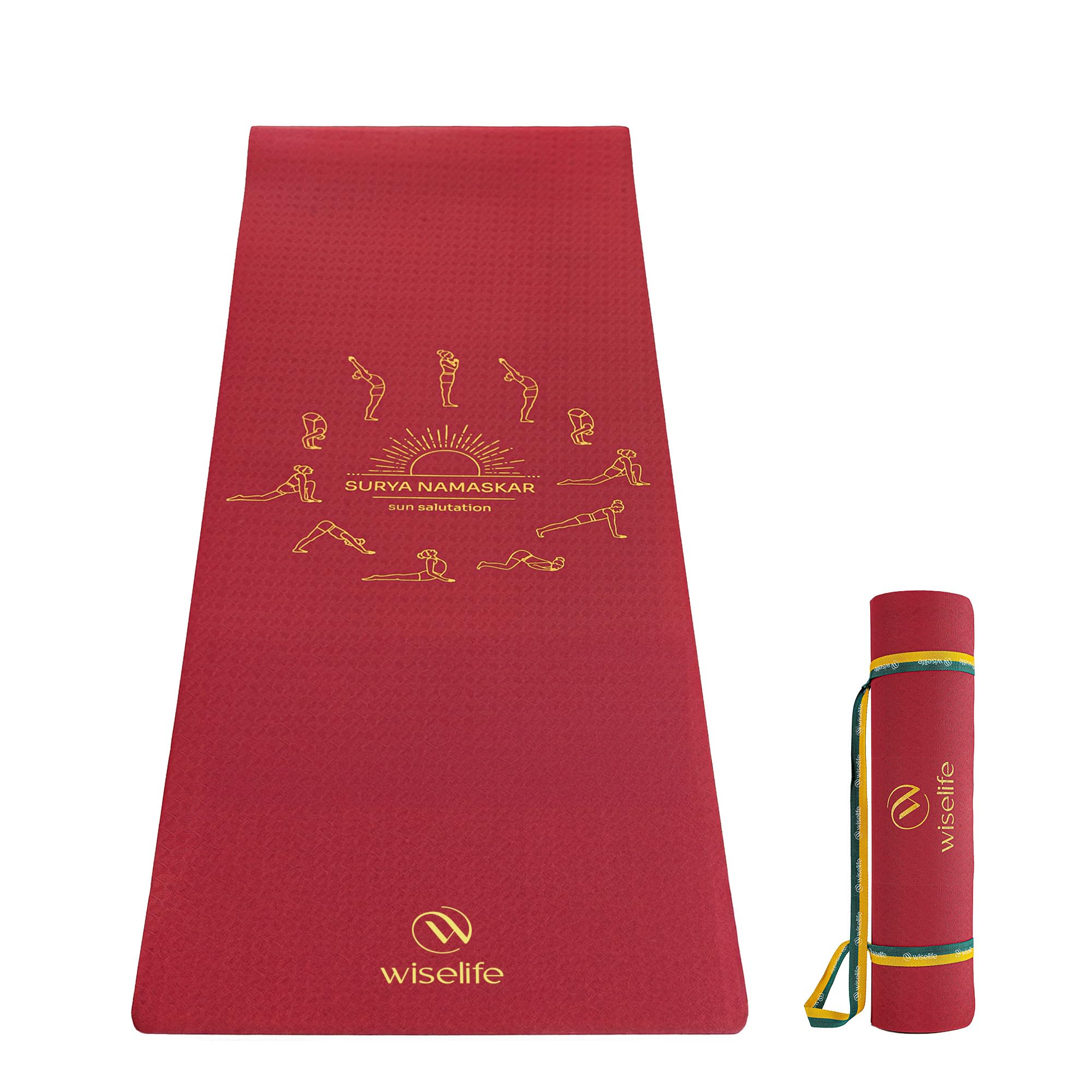 WiseLife Printed Yoga Mat (Indias no 1 Yoga Brand) Strap ...